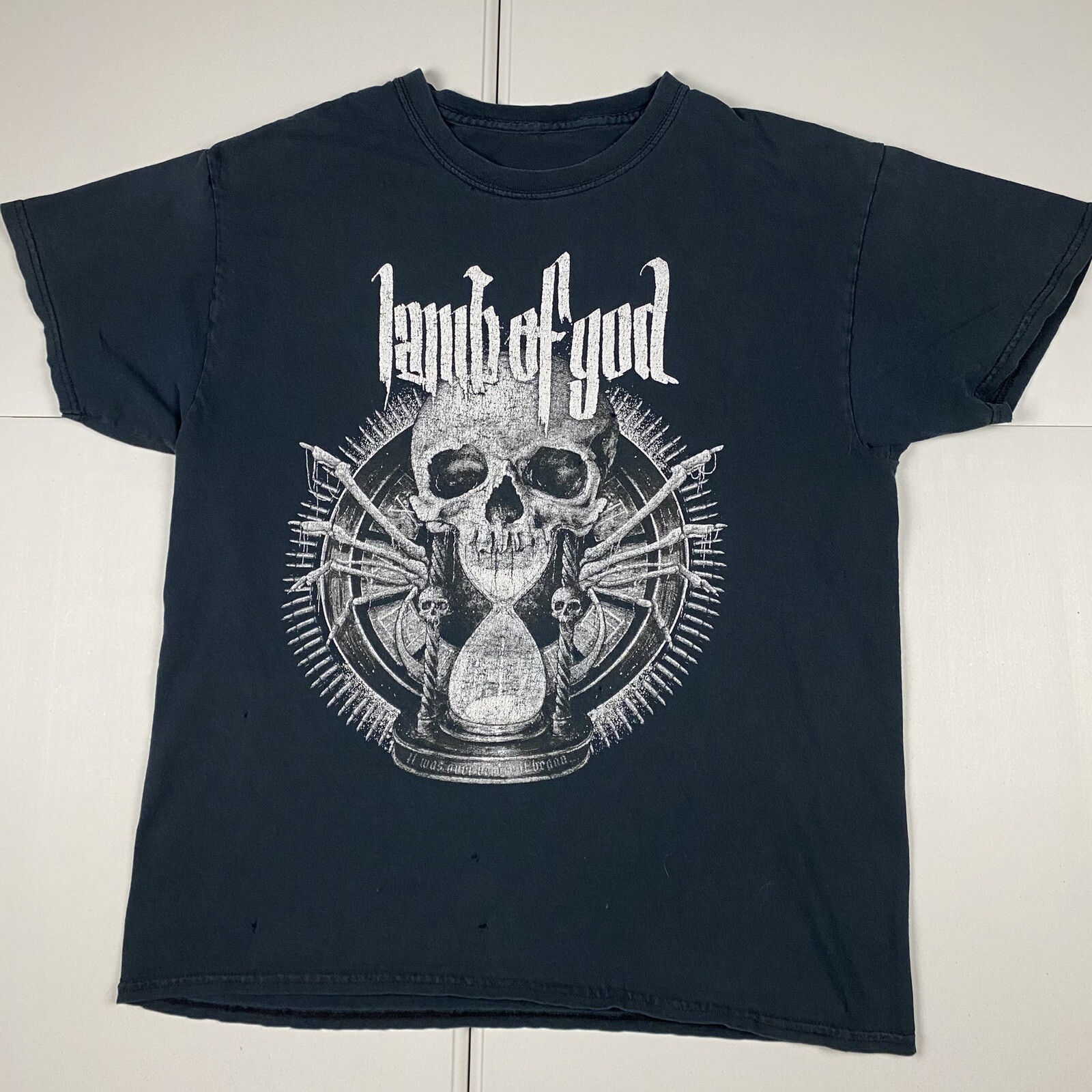 Lamb of God faded distressed band t shirt black L met… Gem