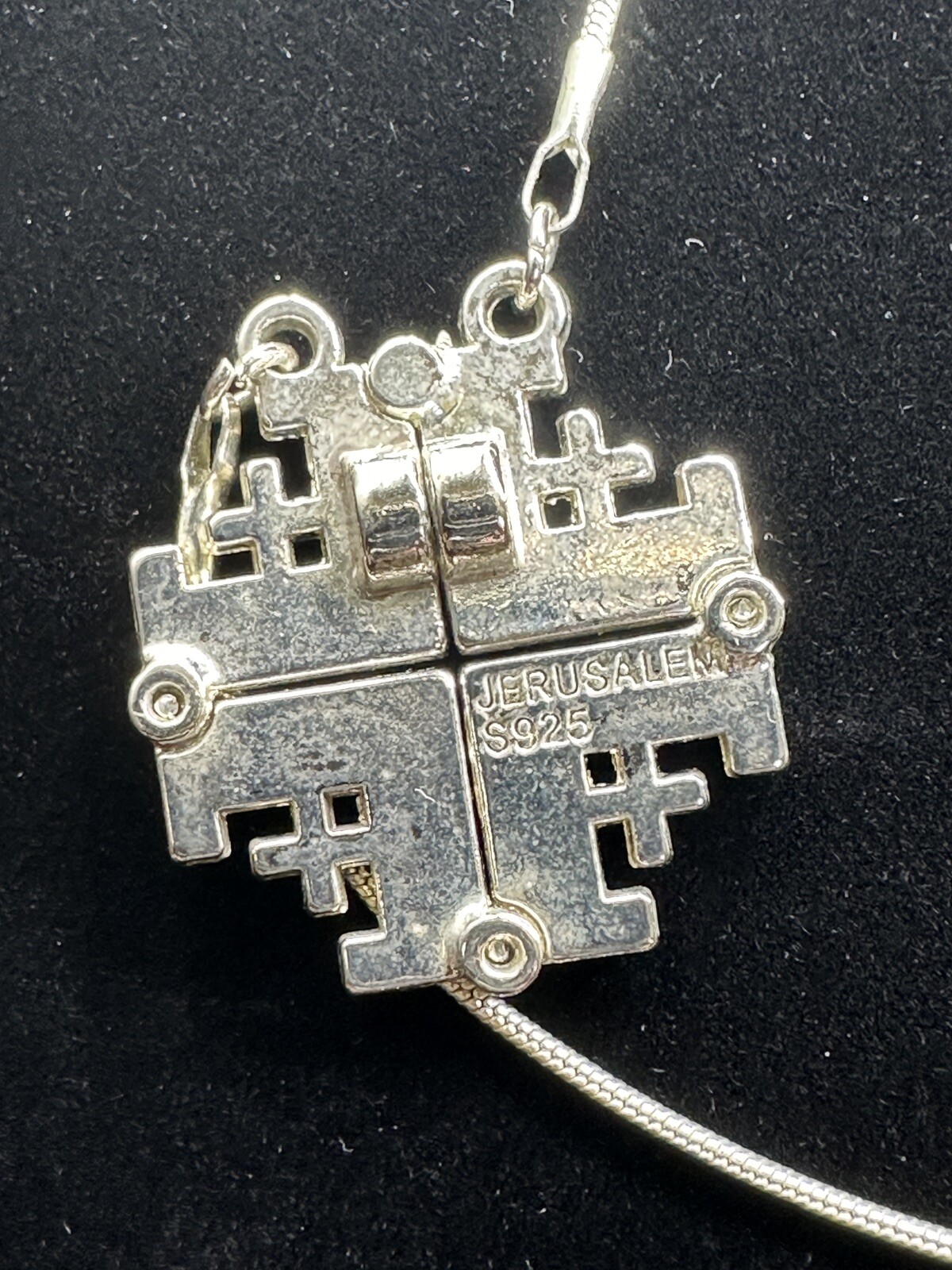 Signed Jerusalem 925 Silver Adjustable Necklace - image 6
