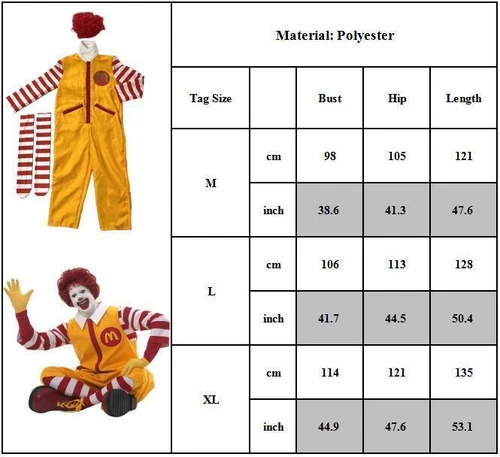 Ronald McDonald Cosplay Kostüm Erwachsene lustig Party Kostüm Halloween Outfits. - Bild 5 von 16
