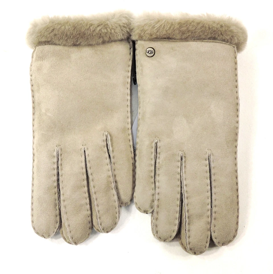 UGG ⚜ 女士灰色麂皮绒 LAMB FUR 舒适冬季手套,L 码精品 — 第 3/3 张图片