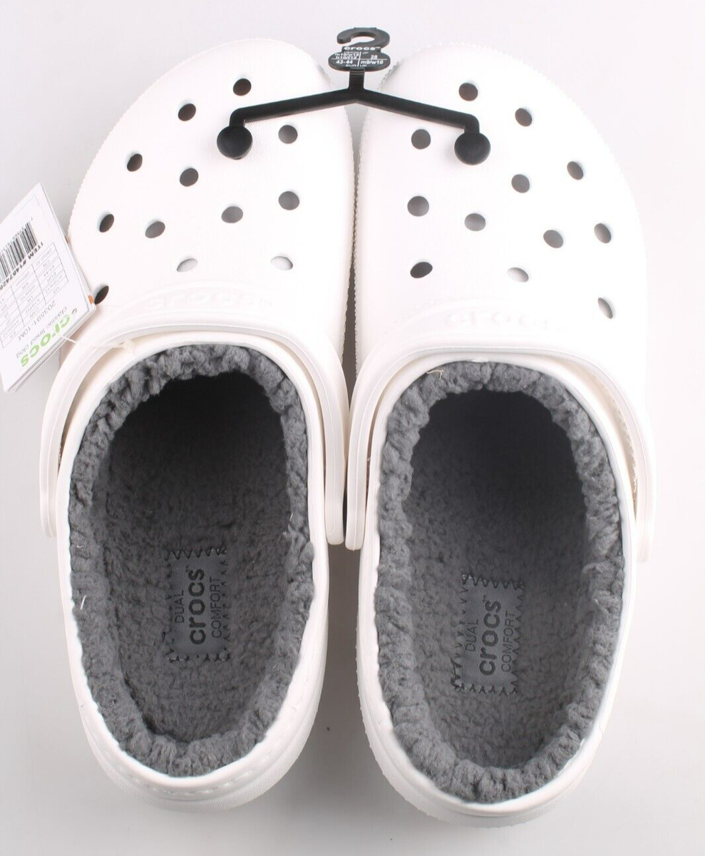 CROCS Classic Lined Clogs Unisex Size US M10 W12 White Grey  display picture 1