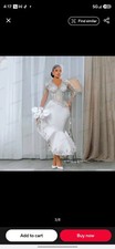 Civil Mermaid Wedding Dress Bridal Crystal Beaded Applique Long Sleeve Ruffles