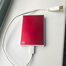 Seagate Backup Plus Slim 1TB Portable External HDD USB 3.0 USB-Powered Red/White