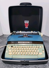 Smith Corona Coronet Electric 10 Typewriter w/Case & Key, TESTED Works, Blue  thumbnail