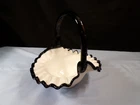 Fenton Milk Glass Black Ebony Crest Basket 7 1/4" Tall