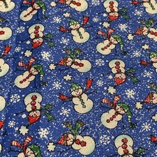 Christmas Glittered Snowmen Cotton Fat Quarter 18 x22 New