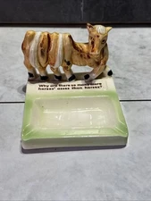 Rare Vintage Horse Ashtray Green Ceramic With Funny Joke Gf3