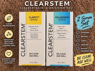 Clearstem Clarity Serum + Cellrenew Serum 1 oz Skincare Set NEW