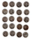 1937 - 1945 Washington Quarters 90% Silver Set of 20 (face value $5)