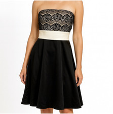 Tahari Arthur S Levine Black & Cream Cocktail Dress Size 6 H31