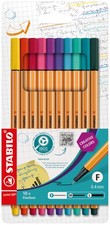 STABILO Point 88 Fineliner Pen Set - 10 Assorted Colors - 0.4mm Fine Tip