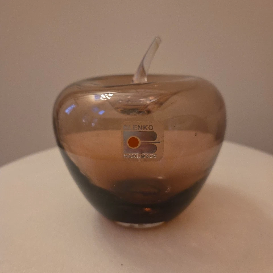 "Pisapapeles Blenko Glass Amatista púrpura Apple Art Glass #882 4 1/4""" Foto 2 de 4