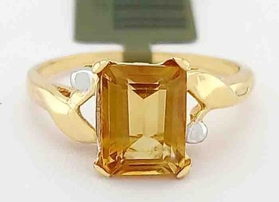 ECHTER 1,90 kt GELBTOPAS RING 10 K GELBGOLD - kostenlose Zertifikat Bewertung