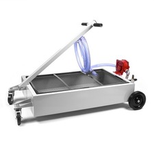 Portable Oil Change Drain Pan with Manual Pump & Mesh Gate 15 Gallon Capacity