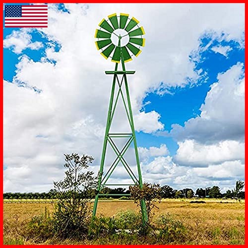LUCKWIND 8FT Windmill Decor Outdoor Ornamental Metal Wind Sculpture Spinner
