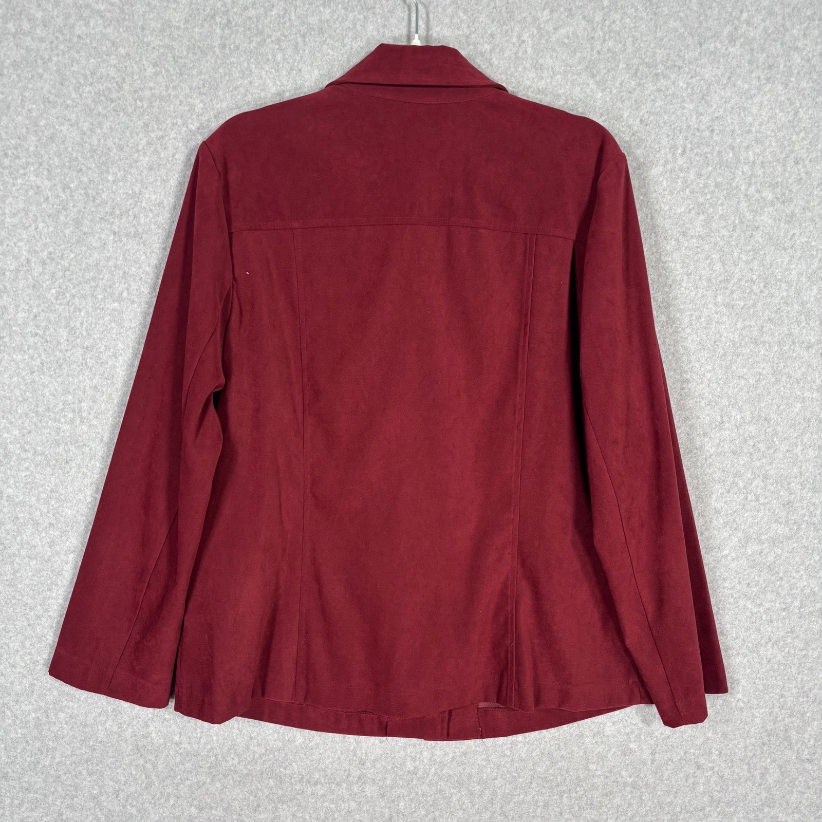 Notations Faux Suede Blazer 1X Burgundy Stretch Career Church Grandma Suit