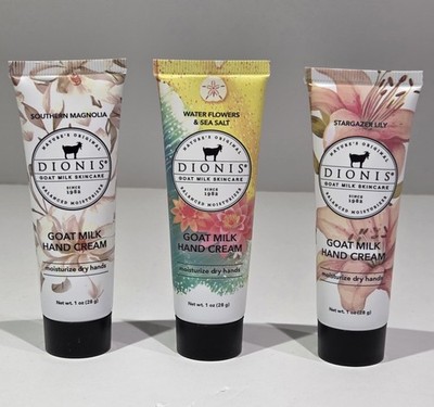 3 Dionis Goat Milk Hand Cream Southern Magnolia Stargazer Lily Water Flowers 1oz