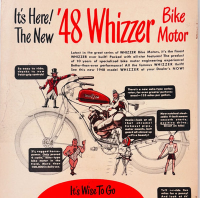 1948 Whizzer Motorcycle Advertisement Motor Bike Transportation Vintage F15T1