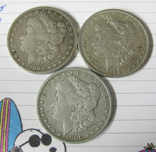 Three Old Morgan Silver Dollars