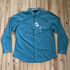 NWT VAN HEUSEN ORIGINALS Men's Teal Slim Fit Long Sleeve Button Down Shirt XL