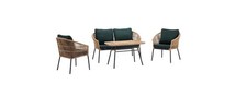 Divani 2 posti tavolino verde 2x poltrone rattan moderno lusso arredo giardino