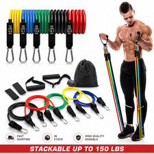 Resistance Bands Set 11 PCS Portable Home Gym Accessories - Stackable Up to 15