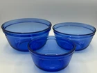 Vintage Anchor Ovenware Cobalt Blue Mixing Bowls - 2.5Qt  1.5Qt  & 1Qt- Set of 3