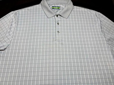 Ben Hogan Mens Pullover Knit Short Sleeve Polyester Gray Plaid Shirt 3X 3XL