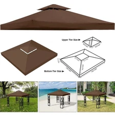 10'x10' Waterproof Gazebo 2Tier Top Replacement Canopy UV Sunshade Patio Cover
