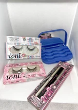 Lashes Kit Ioni 3D Faux Mink Lashes 2 Pairs + Ioni Lash Glue + Case with mirror