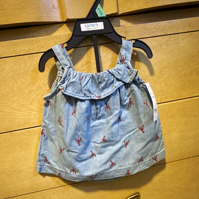 Carter's Child of Mine Girls 6-9M 2pc Blue/Red Animal Print Top Shorts