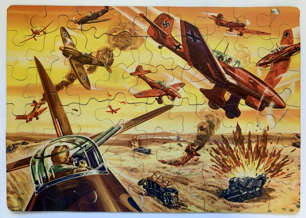 Vintage WW2 era Liberty Puzzle, art by ALEX SCHOMBURG. combat, fighter jets