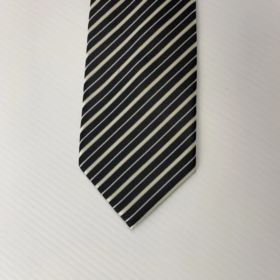 Corbata con cremallera JACOB ALEXANDER para hombre 3,5" x 20" negra blanca a rayas Church Corp Foto 3 de 4