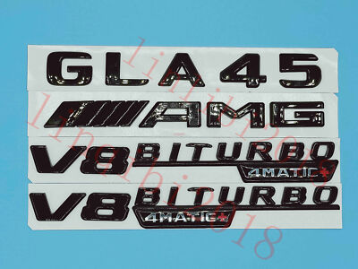 Gloss Black Flat GLA45 AMG V8 BITURBO Trunk Embl Badge Sticker For Mercedes Benz