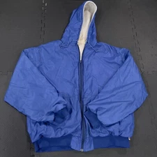 Vintage 80s Russell Athletic Jacket Mens Large Blue Nylon Thermal Lined Made USA