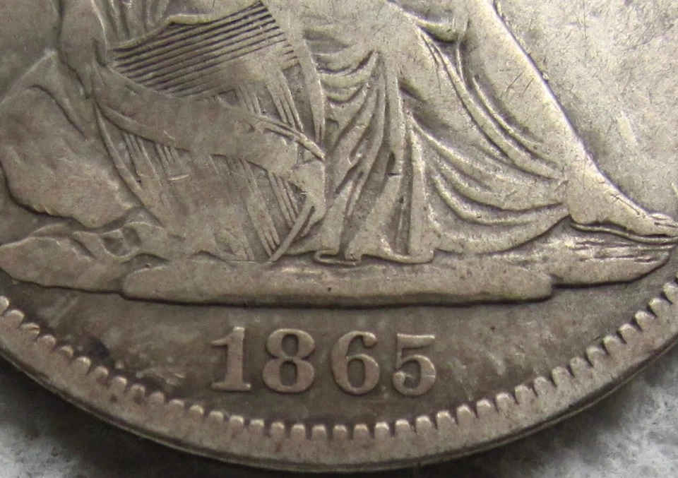 1865-S Seated Liberty Half Dollar Rare  Key Civil War Date Higher Grade - Image 3 of 4