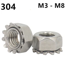 304 Stainless Steel Hex Keps K Lock External Tooth Lock Nuts M3 M4 M5 M6 M8