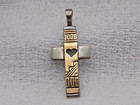 Sterling Silver 14K Gold Cross Pendant Carolyn Pollack Relios / Rmt Heart Nice