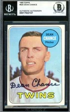 Dean Chance Beckett BAS Signed 1969 Topps Autograph