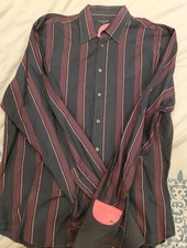 Ted Baker Black Ponck Striped Print Cufflink Dress Shirt Men's Size 5 L