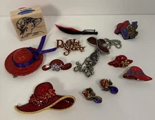 Red Hat Lady Society Mixed Lot Costume Jewelry & Brooches, Charms