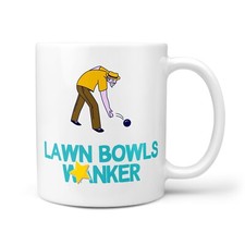 Funny & Rude Lawn-bowl Wanker Gift Mug - Profanity Present, Bowling Green, Bowls