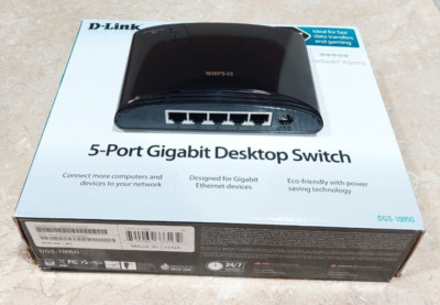 D-Link Ethernet Switch 5-Port Gigabit DGS-1005G Black Factory Box Power adapter