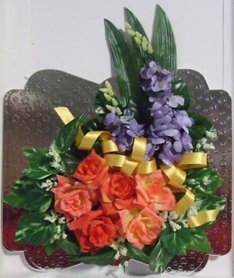 1 Unikat Karten Topper Seidenblumen (XL 2) alle Anlässe - mehrfarbig super groß