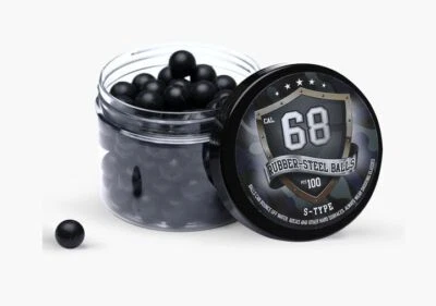 RUBBER-STEEL-BALLS Rubberballs Cal. 68 S-Typ Stahl-Gummi 100 Stück