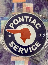 Made In Usa Pontiac Service Round Metal Sign 11.5 Auto Shop Garage Wall Decor