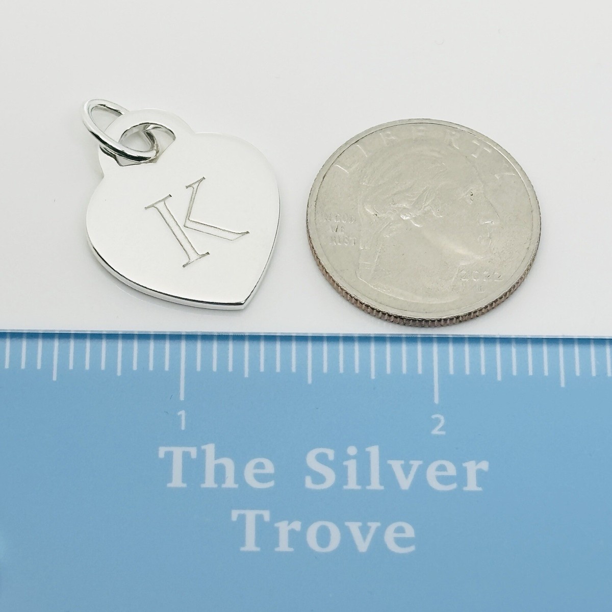 Tiffany Letter K Heart Pendant or Charm Notes Alphabet in Sterling