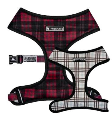 Frenchie Dog Harness Duo Reversible Buffalo Plaid Size XS