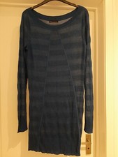 Mango Long Sleeve Metallic Sheer Jumper Knit Dress Size S
