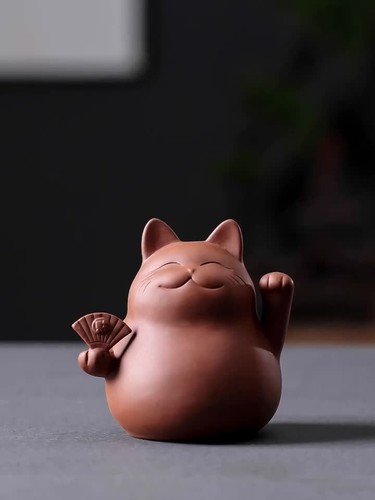 Chinese Handmade Ornament Fat Cat Creative Yixing Zisha Home Decoration Tea Pet - Picture 2 of 18